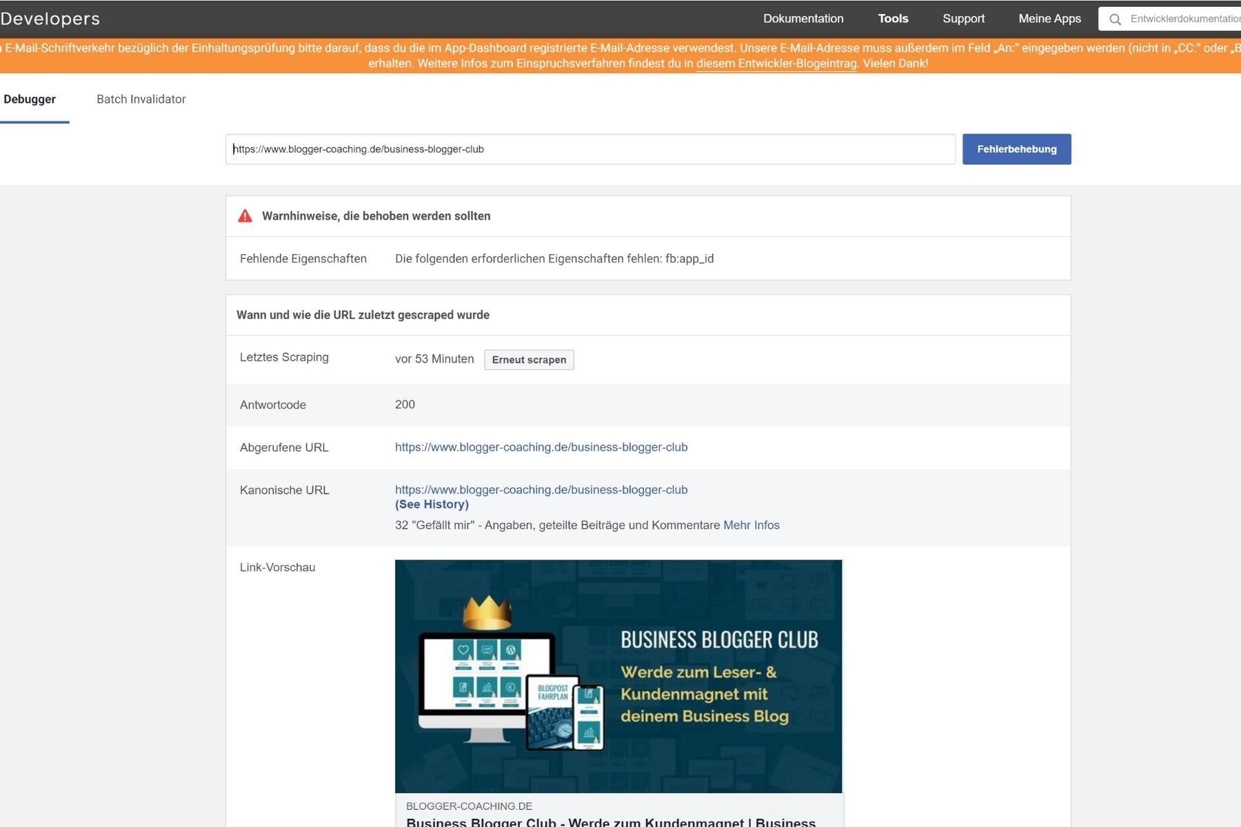 Leichter bloggen: 10 geniale Tools für Blogger | Sharing Debugger | Blogger-Coaching.de