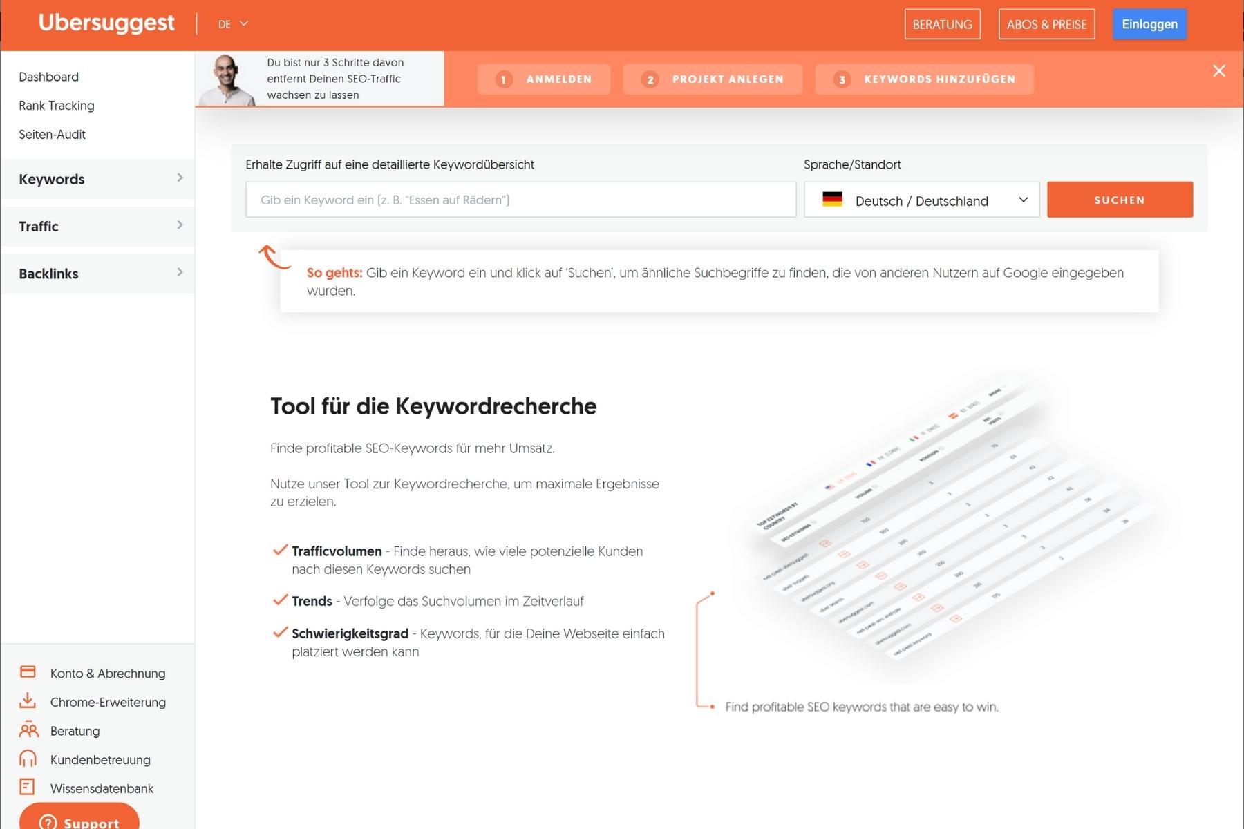 Leichter bloggen: 10 geniale Tools für Blogger | Ubersuggest | Blogger-Coaching.de